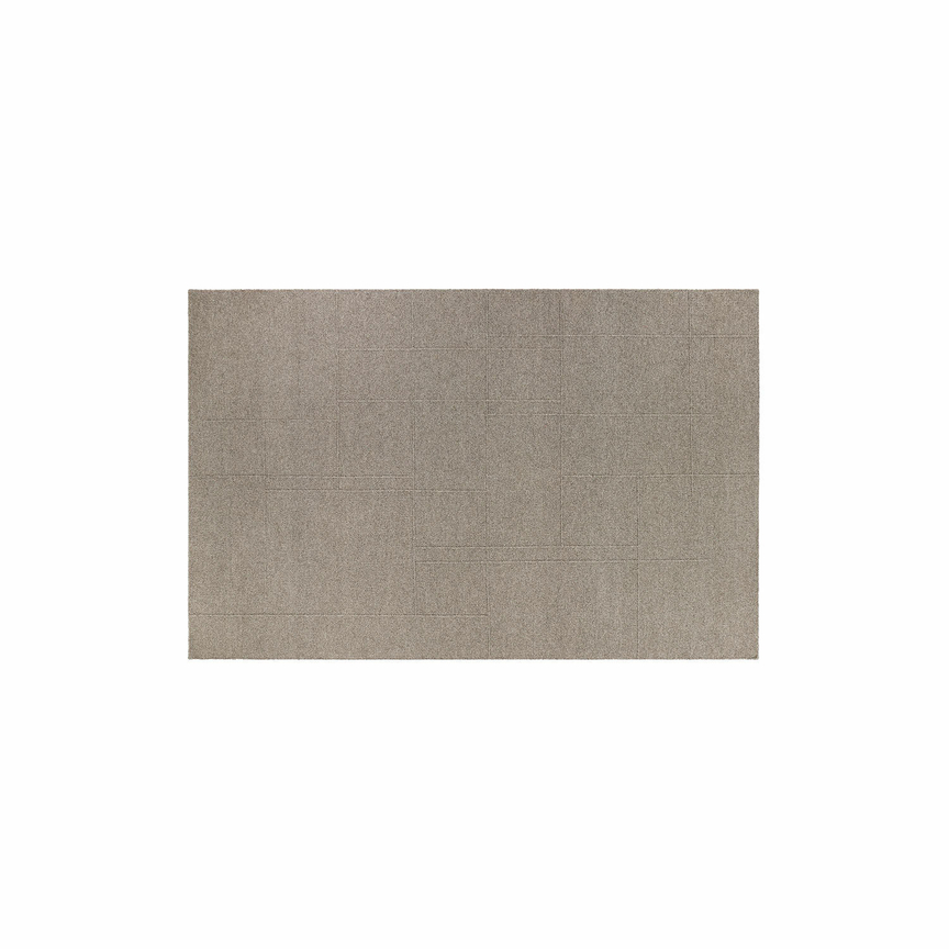 Beiger Teppich mit feinem geometrischem Muster, weiches Material, ideal für Wohnzimmer